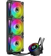 T-360MM Black ARGB Liquid CPU Water Cooling with 3 X 120mm ARGB PWM Fan,Temperature Display, Comp...