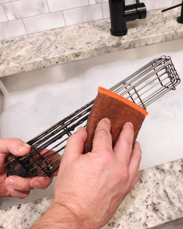 Braize scrub sponge cleaning grill basket