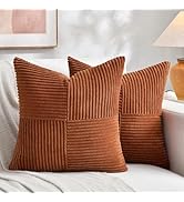 Fancy Homi 2 Packs Rust Boho Decorative Throw Pillow Covers 18x18 Inch for Couch Bed Sofa, Farmho...