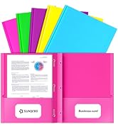 SUNQEBO 2-Pocket Folders with Prongs (5 Pack Aesthetic Color), 3 Prong Folders with Pockets Fit L...