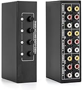 Zmmyld 4 in 2 Out RCA Switch Composite AV Switcher Box, Plug &amp; Play 4-Way 4x2 RCA Video Audio AV ...