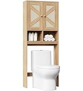 HOOBRO Over The Toilet Storage Cabinet with Rattan-Style Doors, Farmhouse Bathroom Over Toilet Or...
