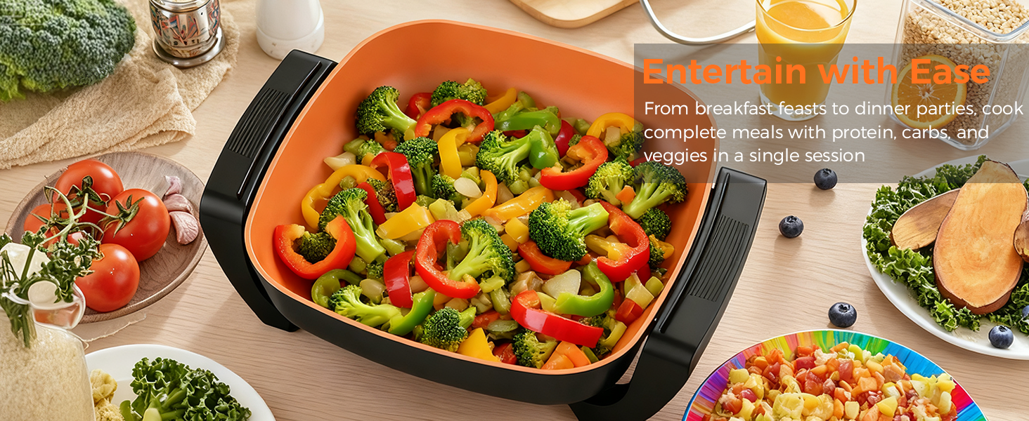 electric skillets nonstick with lids