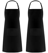 Syntus 2 Pack 100% Cotton Adjustable Bib Apron with 2 Pockets Cooking Kitchen Aprons for Women Me...