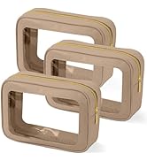 YOPCDJ 3PCS Clear Toiletry Bag,TSA Approved Travel Makeup Pouch with Zipper for Cosmetics and Toi...