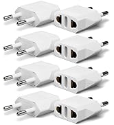 European Plug Adapter, Unidapt US to Europe Plug Adapter, 8 Pack European Type C Plug Adapters, 1...