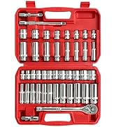 EACELIY 44pcs 3/8" Drive Impact Socket Set,Drive Master Socket Set,SAE/Metric, Deep &amp; Shallow wit...