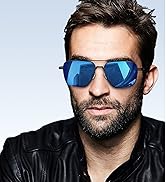 LUENX Mens Women Polarized Sunglasses Aviator, Square Polygon Lens Driving UV 400 Protection With...