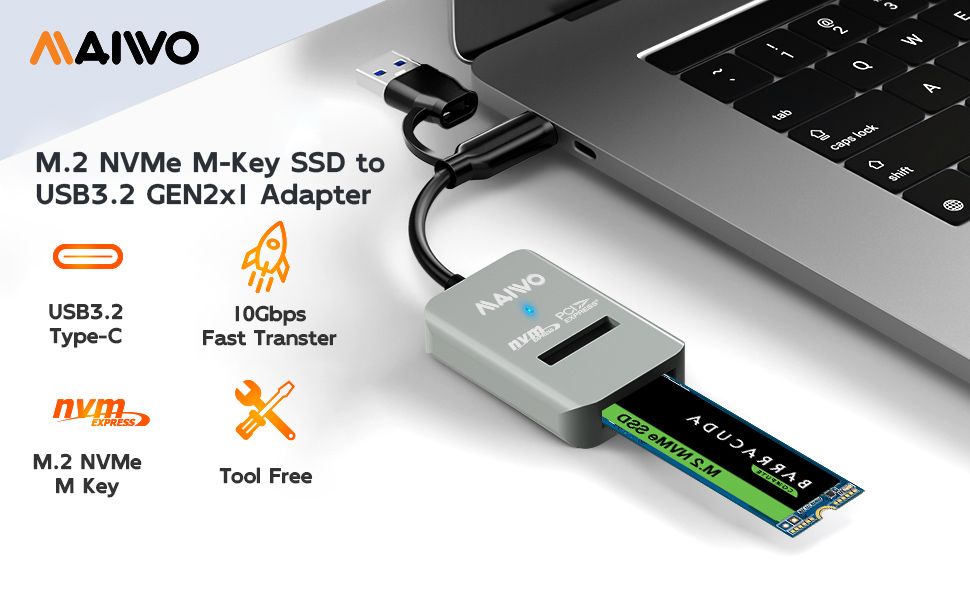 External Solid State Drive Enclosure Converter Adapter case shell housing for M.2 NVMe ssd