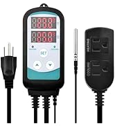 Digital Temperature Controller,Dual Digital Temperature Controlled Outlet,Thermostat Plug,greenho...