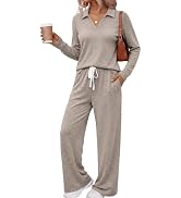 AUTOMET Women's 2 Piece Matching Lounge Sets 2026 Fall Casual Outfits | Long Sleeve Polo Shirt &amp; ...