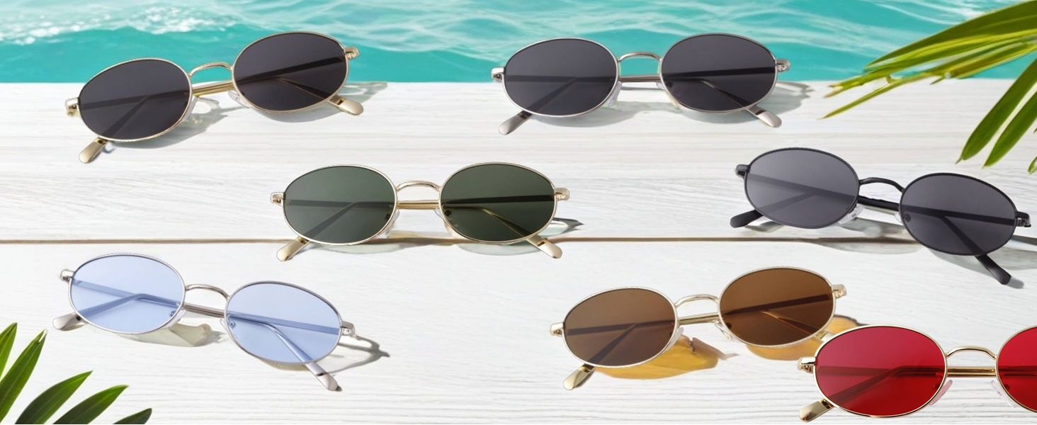 retro trendy oval sunglasses 90s fashion vintage cute chic lightweight glasses summer vacation beach