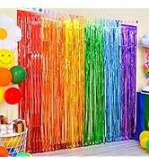 LOLStar Rainbow Party Decorations, 2 Pack 3.3x6.6ft Pride Decorations, Cartoon Birthday Decor Foi...