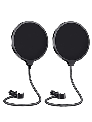 Adjustable pop shield for condenser microphones