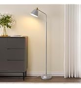 Leasgy Upgraded Double-Base Silver Floor Lamp, Adjustable Lamp Head-65.3" | Metal Industrial Stan...