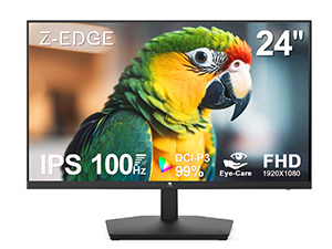 24 inch Monitor, Z-Edge Computer Monitor, Full HD 1920 x 1080p IPS 100Hz PC Monitor with HDMI, VGA, ...