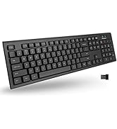 Macally 2.4G Wireless Keyboard for Laptop or Desktop - Ultra Slim Ergonomic Full Size Computer Ke...