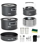 Alocs 17pcs Camping Cookware Camp Kitchen Set with Kettle, Aluminum Camping Cooking Set Backpacki...
