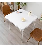YZKITM Cocktail Square Fitted Table Cover Spandex Stretchable Table Top Cover White Elastic Table...