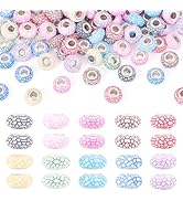 Sparkeads 100 Pcs 14mm Resin European Beads Large Hole Beads Assorted Rondelle Loose Spacer Bead ...