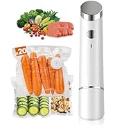 Portable Vacuum Sealer for Food, 20 Reusable Sealer Bags with 60kPa Powerful Handheld Vacuum Seal...