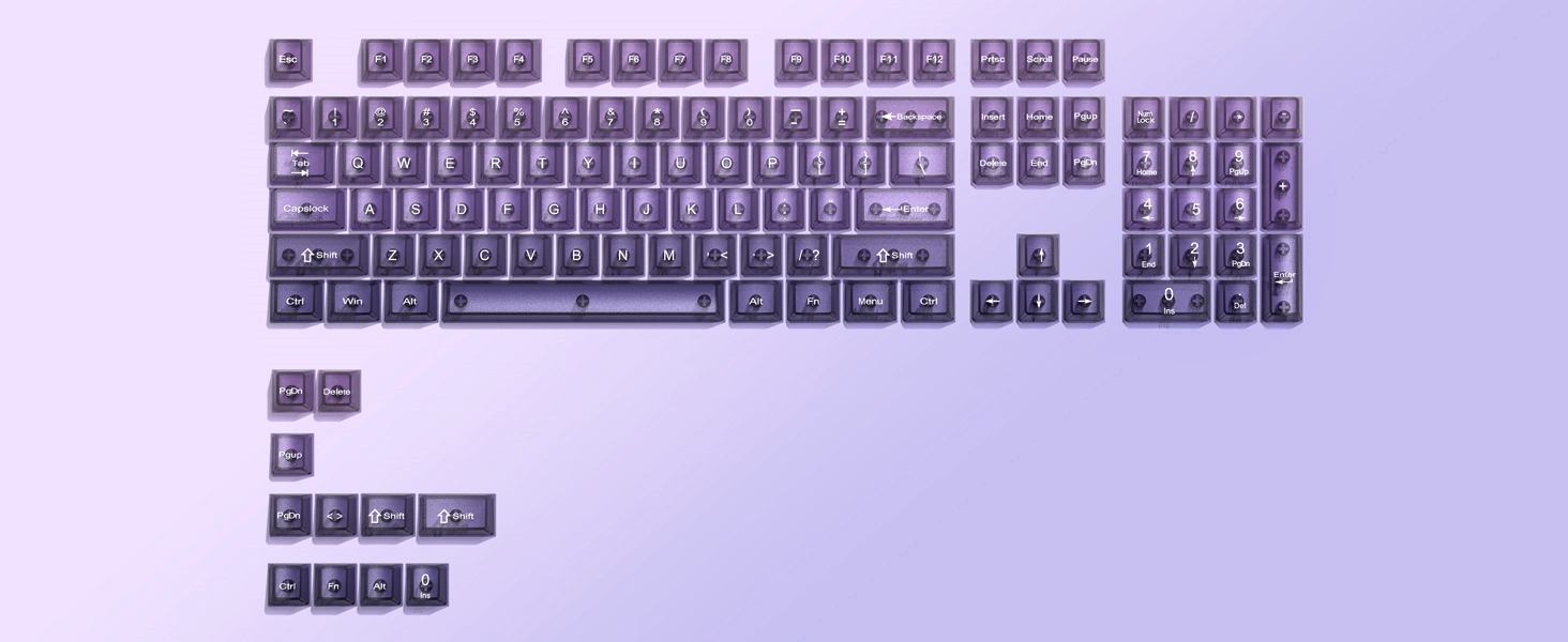 Gradient Purple Frosted keycaps,Translucent Jelly Key caps Set,Shine Through Key caps,Cherry Profile