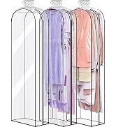 MISSLO 10" Gusseted All Clear Garment Bags for Hanging Clothes 60" Dress Bags for Gowns Long Fur ...