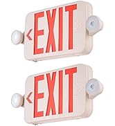 VEVOR LED Emergency Exit Sign, Dual Adjustable LED Heads, Battery-Backed Fire Exit Lighting, Red ...