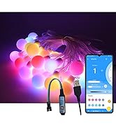 WS2812B 29.5ft Dream Color LED Round Ball String Lights - RGBIC Patio Lights Addressable Individu...
