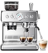 Kismile Espresso Machine with Grinder, 20 Bar Expresso Coffee Machines with Milk Frother, 58mm Ex...