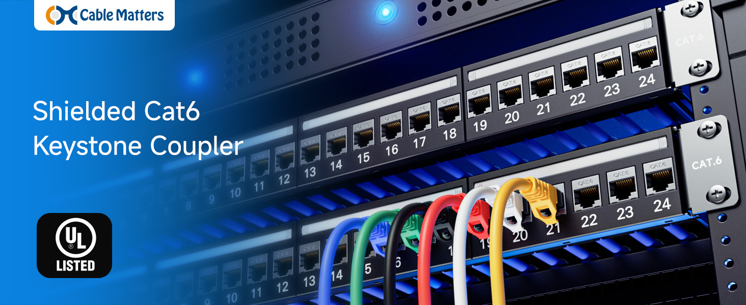 [UL Listed] 10-Pack 10Gbps Cat6 Keystone Coupler, RJ45 Keystone Jack Coupler/Ethernet 