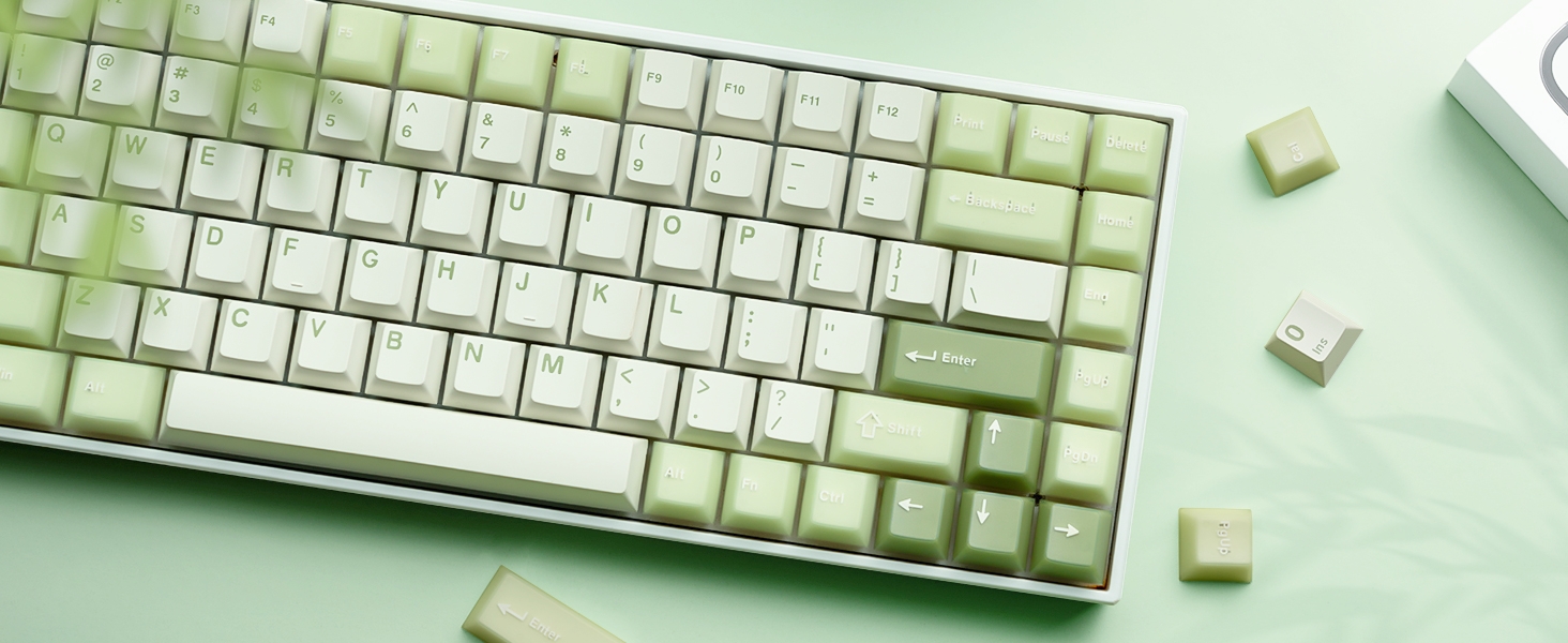 Womier PBT Keycaps Green, Jade Keycaps 60 75 100 Percent, Translucent Key caps Custom