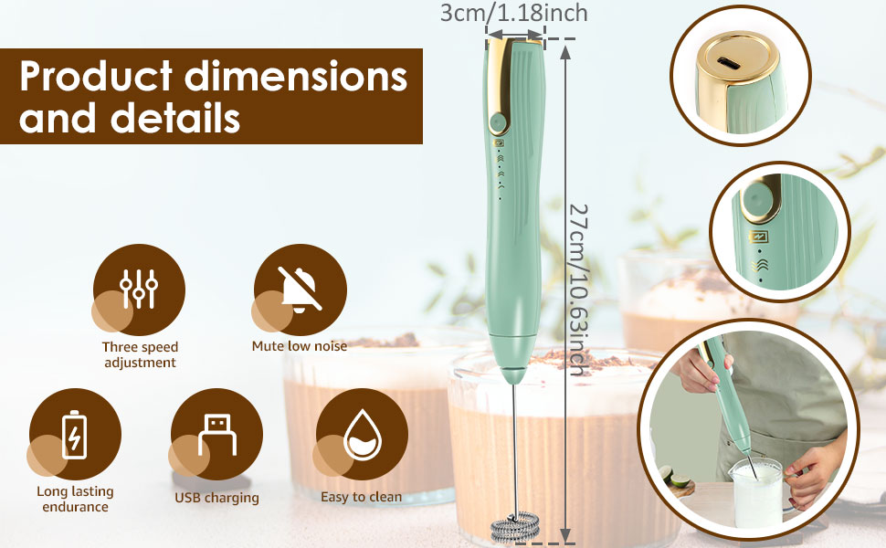 Milk Frother, Whisk Drink Mixer, 