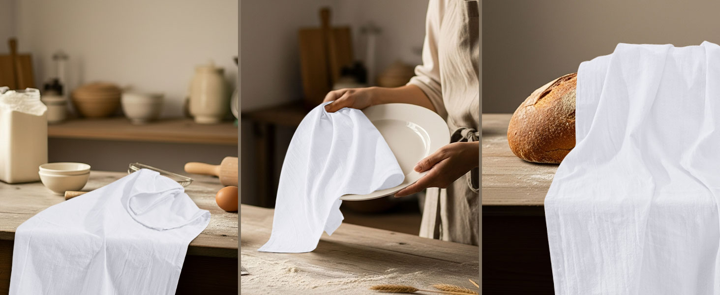 cotton kitchen towels set flour sack dishtowels