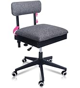 Pink Power Sewing Chair with Wheels and Adjustable Back Support - Hydraulic Armless Machine Chair...