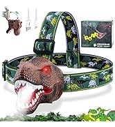 Nitigo Dinosaur Headlamp for Kids Flashlight Rechargeable Led Headlights Roar &amp; Silent Mode, T-Re...