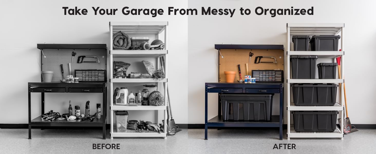Lockable Storage Bins with Lids Heavy Duty, Stackable Containers, Garage Organizing Bins Moving Tubs