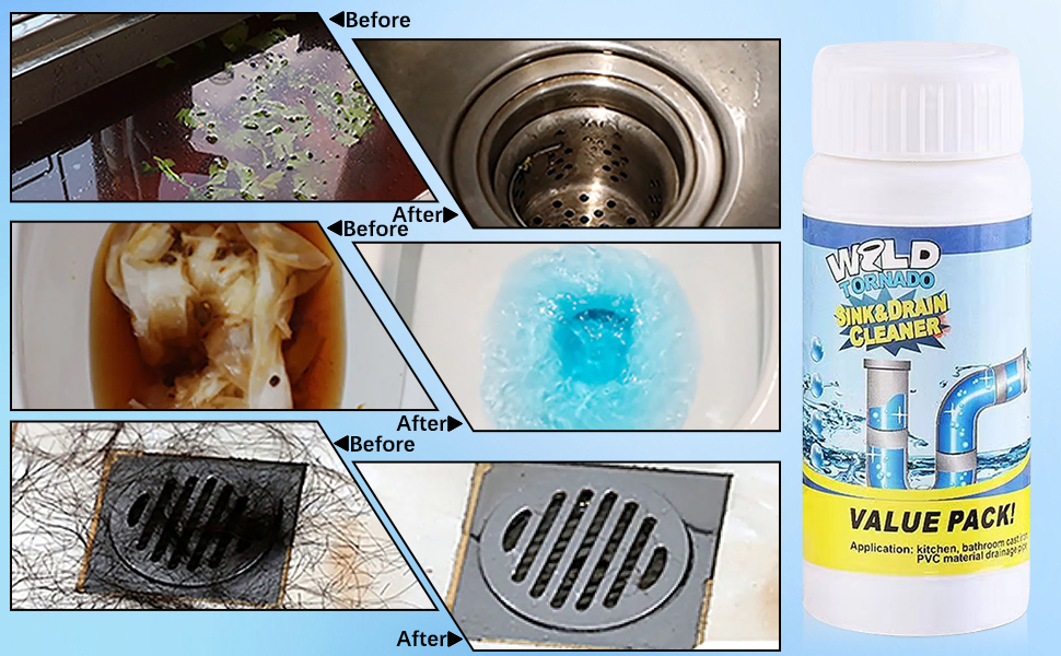 Wild Tornado Pipe Dredge,Powerful Sink Cleaner Powder Fast Foaming for Kitchen