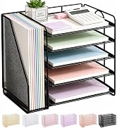 OPNICE Desk Organizers and Accessories, 5-Tier Paper Organizer Letter Tray with Magazine Holder, ...