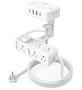 HOPOW Dual Layer Desk Clamp Power Strip(White), Desktop Edge Mount Charging Station with 13 Outle...