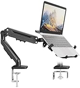 PUTORSEN Laptop Arm Mount Desk - Fits Max 18" Notebook and 40" Computer Screen, 2-in-1 Monitor Mo...