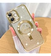 ZIYE Magnetic Case Designed for iPhone 16 Glitter Case Luxury Plating Love Heart Compatible with ...