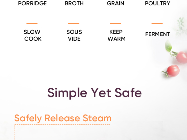 The pressure cooker is easy to use, you can easily clean the gap, inner pot is non-stick!