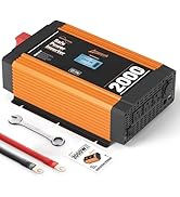 Ampeak 2000W Pure Sine Wave Inverter (FCC) -LCD Display 40A x10 Fuse -12V DC to 120V AC- Dual 5V/...