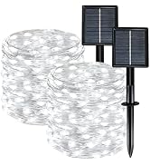 Solar String Lights Outdoor Waterproof 2 Pack Total 66ft 200LED 8 Modes Twinkle Lights Solar Fair...