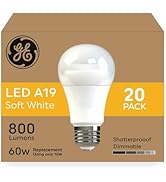 GE LED Light Bulbs, 60 Watt, Soft White, A19 (20 Pack)
