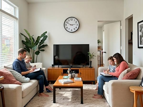 family ultimate wall clock on wall