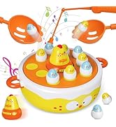 4 in 1 Toys for Ages 5-7, Bounce and Catch Chicken Games, Rotating Board Games for Kids 4-6, Fish...