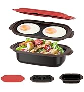 Microwave Egg Cooker &amp; Microwave Grill Pan 3 Pcs with Lid for Grilling, Browning, and Crisping Ve...