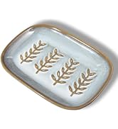 Aesthetic Ceramic Soap Dish for Shower, Soap Holder with Raised Relief, Shower Soap Dish for Sham...
